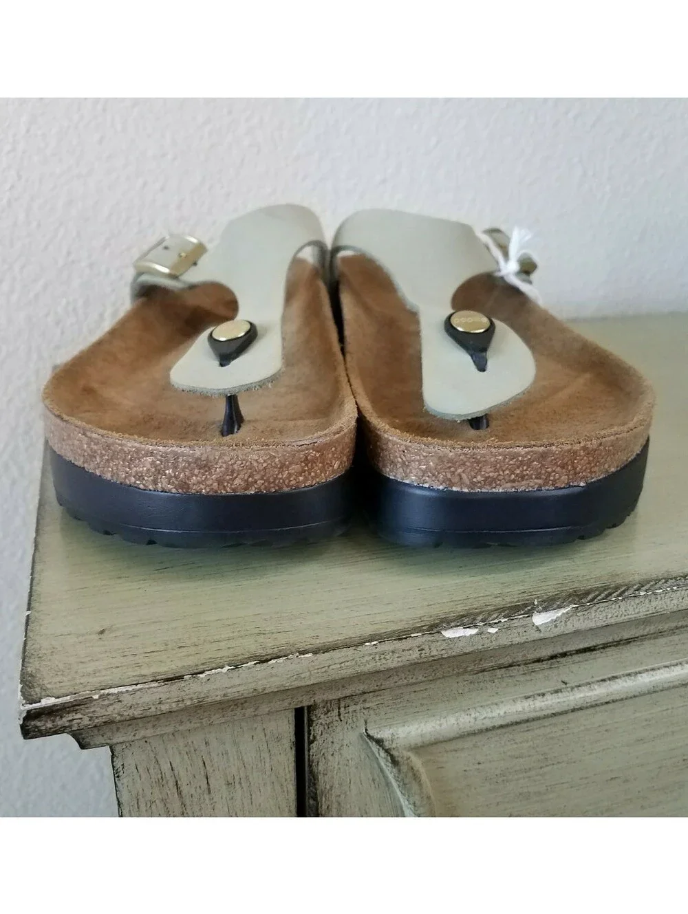 Birkenstock Papillio Gizeh Flex Platform Nubuck Leather in Eucalyptus